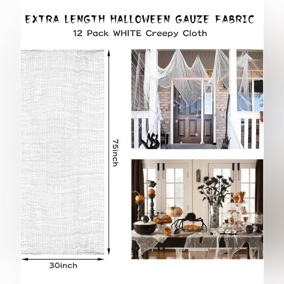 12 Pack White Halloween Creepy Cloth - Picture 2 of 4